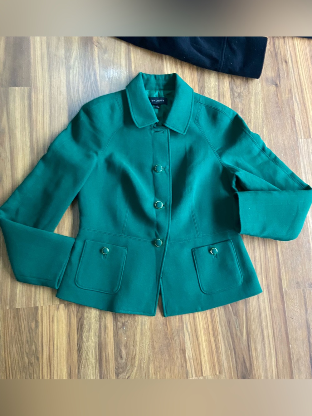 Talbots Emerald Green Button-Front Pea Coat